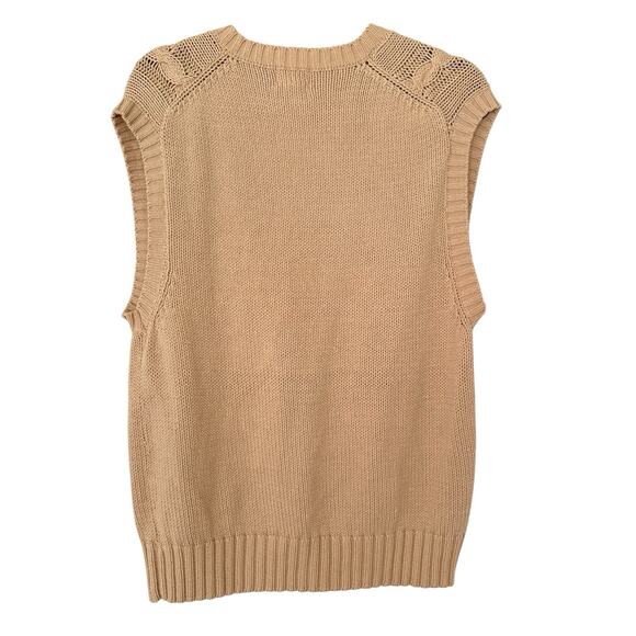 Vintage Robinson’s Cable Knit Sweater Vest Beige Tan 100% Cotton Size M Retro - Picture 2 of 4